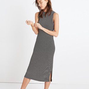 Ribbed Mockneck Midi Dress in Stripe
